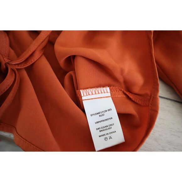 ASTR the Label AT17128003 Women Sz XS Rust V-Neck L/S Cinched Front Crop Top - Picture 3 of 7